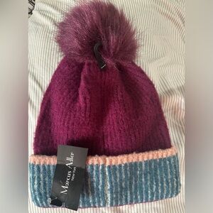 Marcus Adler wine and Blue Knit Beanie